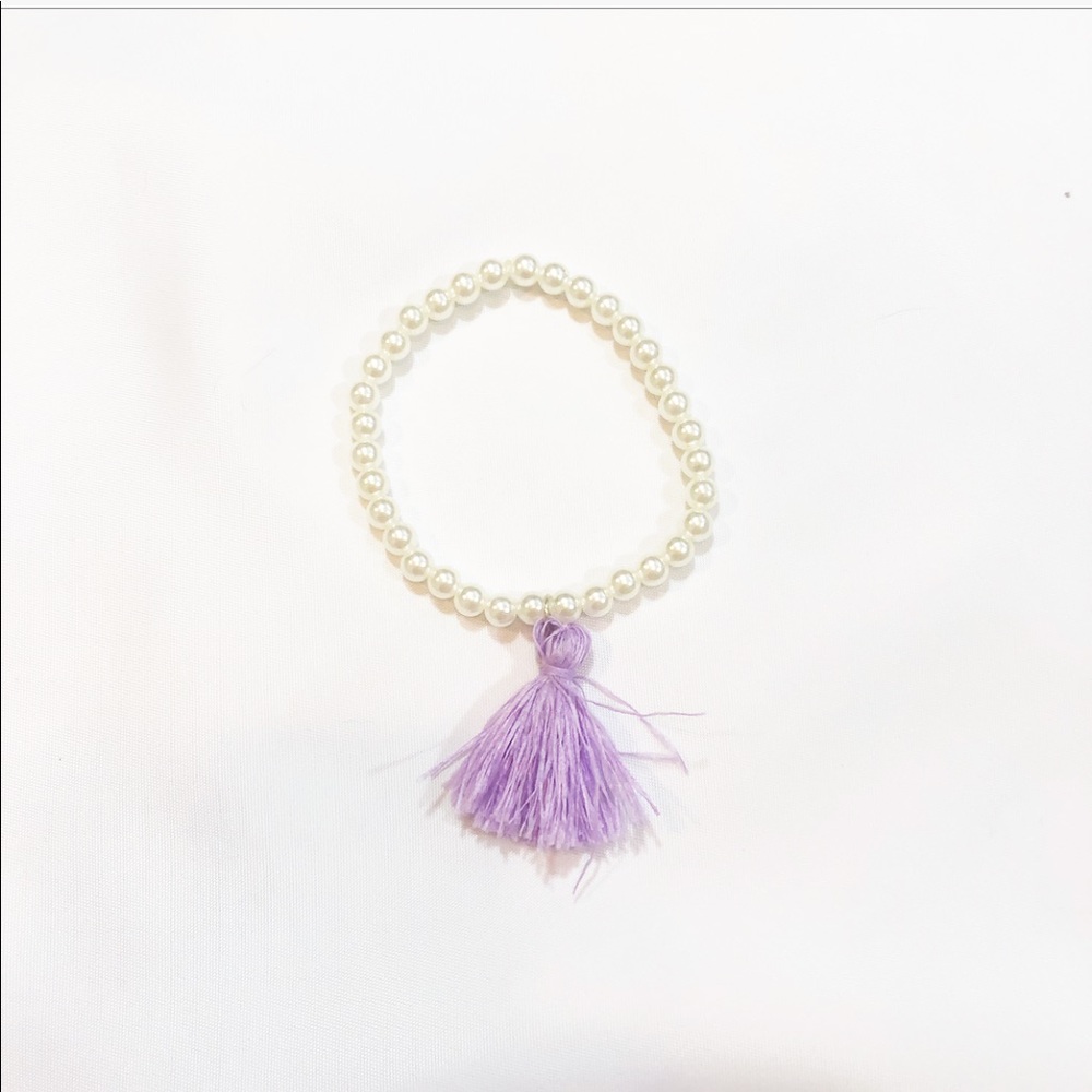 PEARl & LAVENDER TASSEL BRACELET